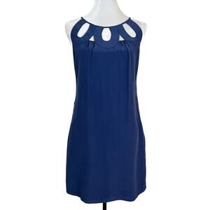 Loeffler Randall Blue 100% Silk Sleeveless Cut Out Mini Dress Size 4